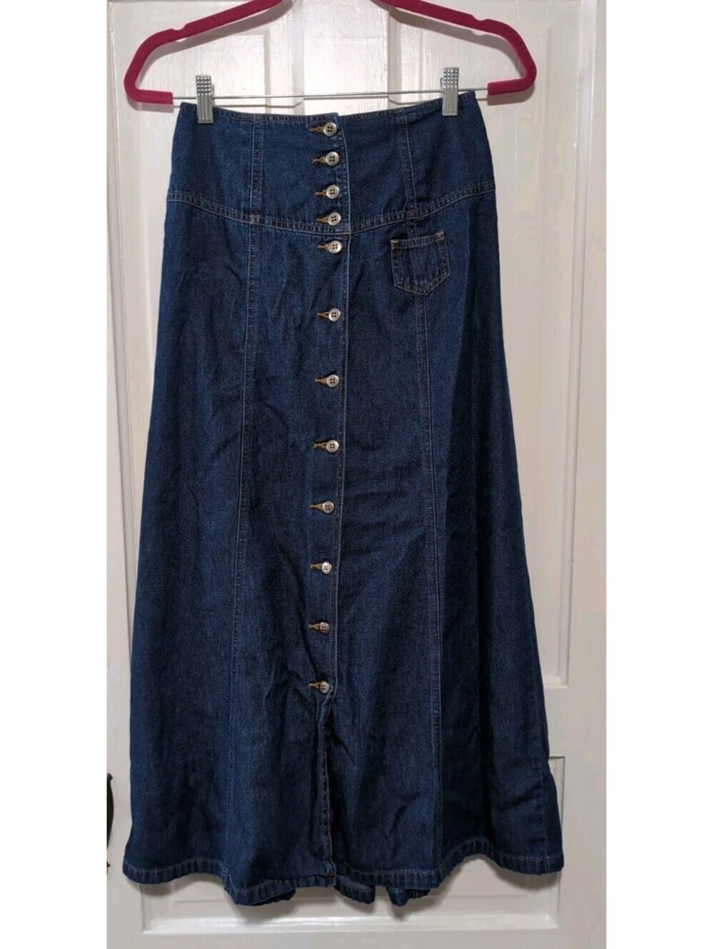 Vtg 90s Together Spiegel Denim Maxi Skirt Lace Up Corset Wesrern Woman 6(1482)C